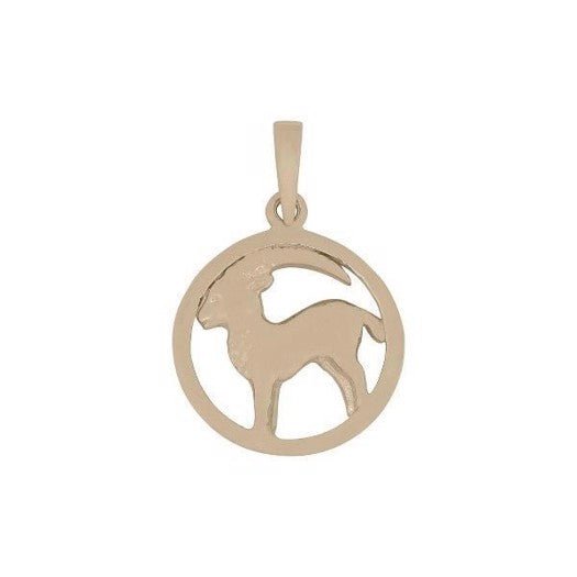 Siersbøl Stenbukken stjernetegn vedhæng i 8 eller 14 karat blankt guld, 12–15 mm.